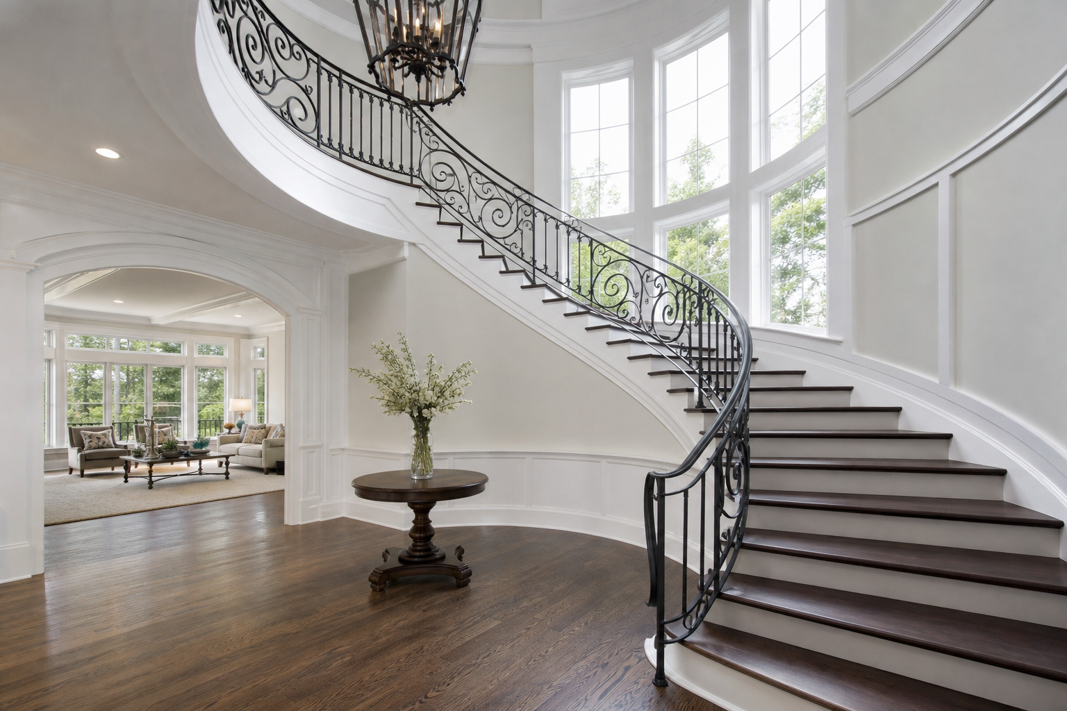 Luxury curved staircase crafted by Berrille Living